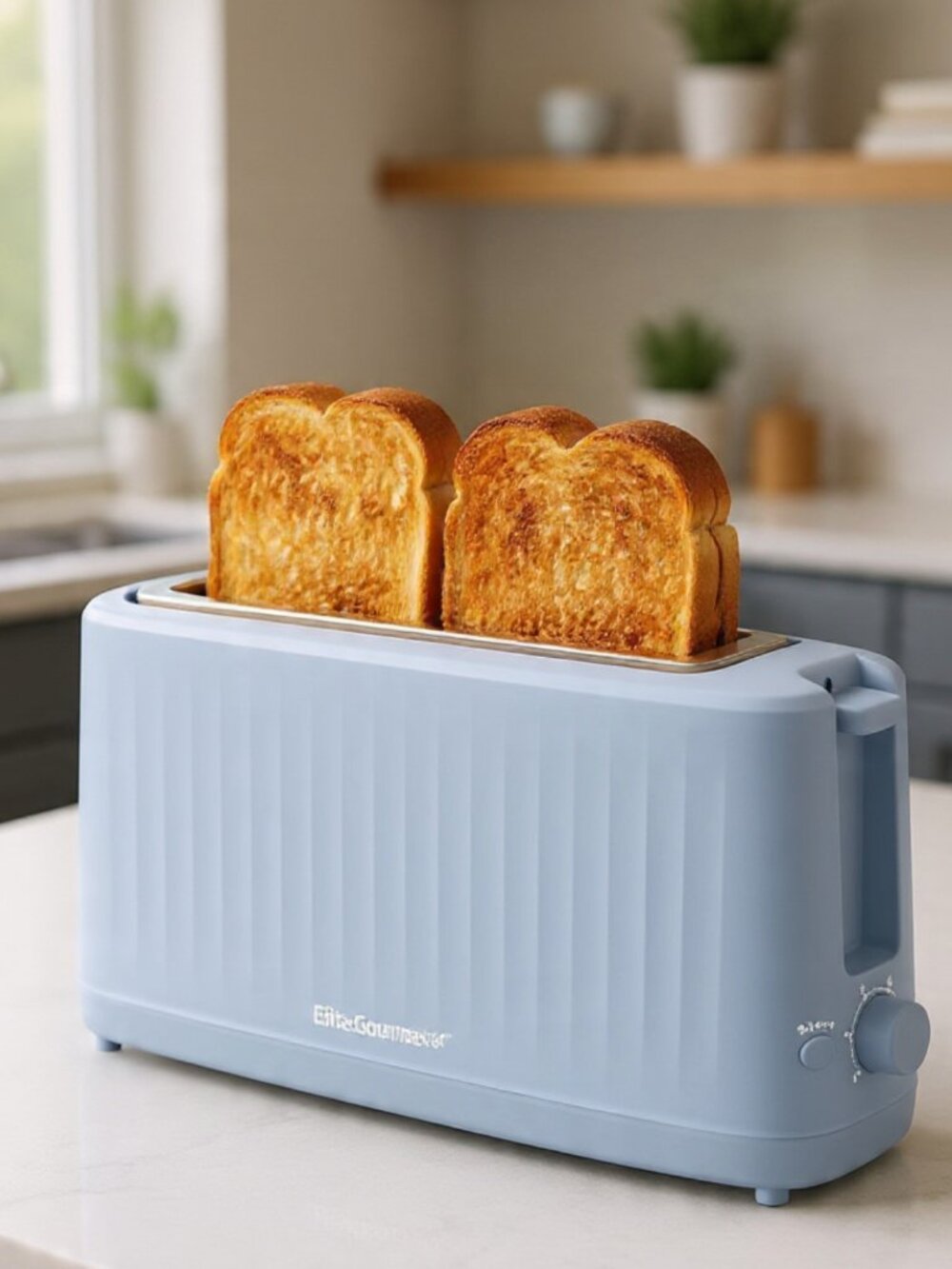 Gourmet 2 Slice Long Slot Toaster Extra Wide for Bread - Ocean Blue